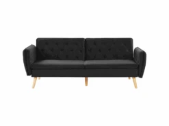 Canapé Convertible 2 Places En Velours Noir BARDU