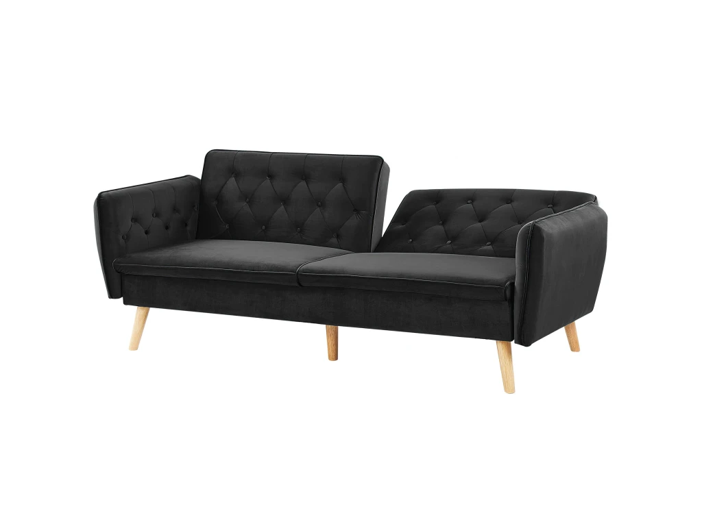 Canapé Convertible 2 Places En Velours Noir BARDU 8 Canapé Convertible 2 Places En Velours Noir BARDU – Image 6