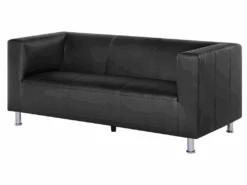 Canapé 3 Places En Cuir PU Noir FLORO -Meubles Soldes Boutique canape 16658367