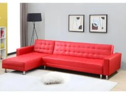 Canapé D'angle Convertible Et Réversible En Simili WILLIS - Rouge