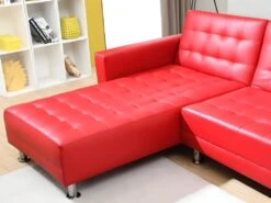 Canapé D'angle Convertible Et Réversible En Simili WILLIS - Rouge 21 Canapé D'angle Convertible Et Réversible En Simili WILLIS - Rouge -Meubles Soldes Boutique canape 172882