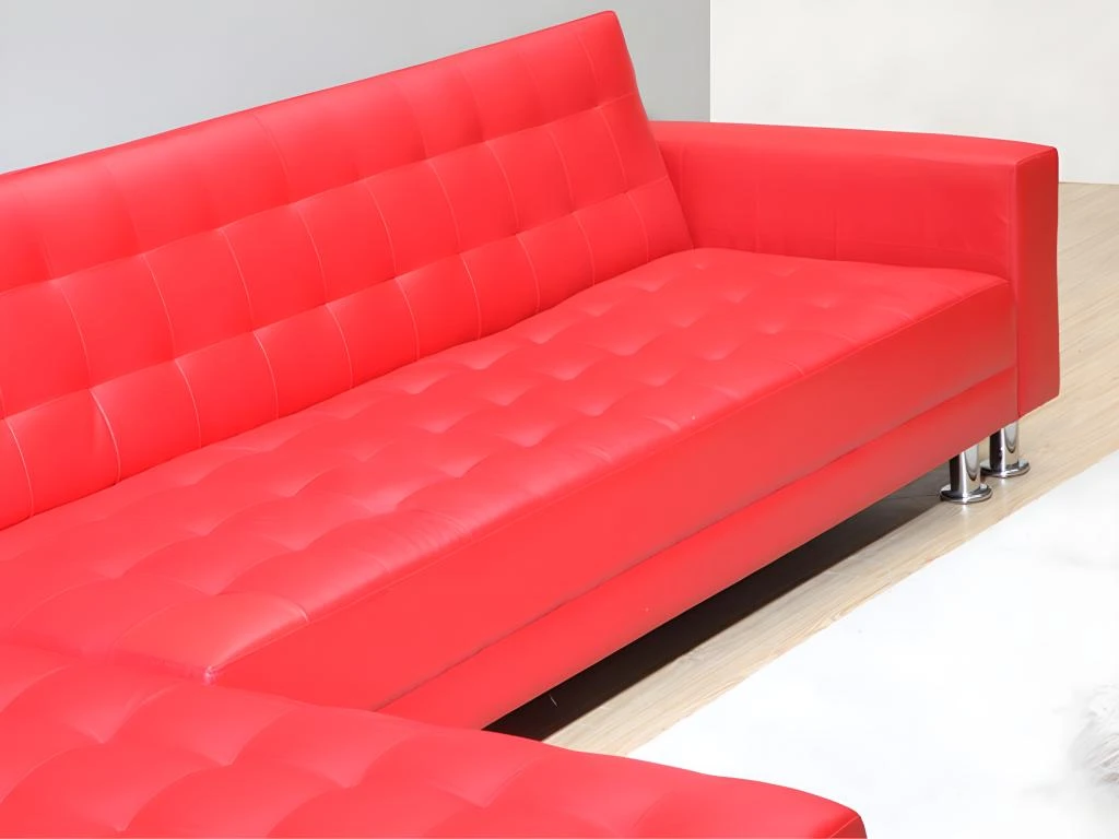 Canapé D'angle Convertible Et Réversible En Simili WILLIS - Rouge 12 Canapé D'angle Convertible Et Réversible En Simili WILLIS - Rouge – Image 10