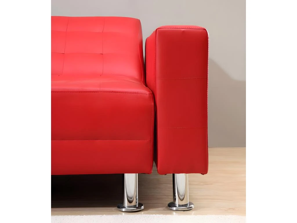 Canapé D'angle Convertible Et Réversible En Simili WILLIS - Rouge 9 Canapé D'angle Convertible Et Réversible En Simili WILLIS - Rouge – Image 7