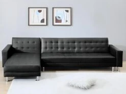 Canapé D'angle Convertible Et Réversible En Simili WILLIS - Noir