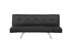 Canapé Convertible 3 Places En Cuir PU Noir BRISTOL