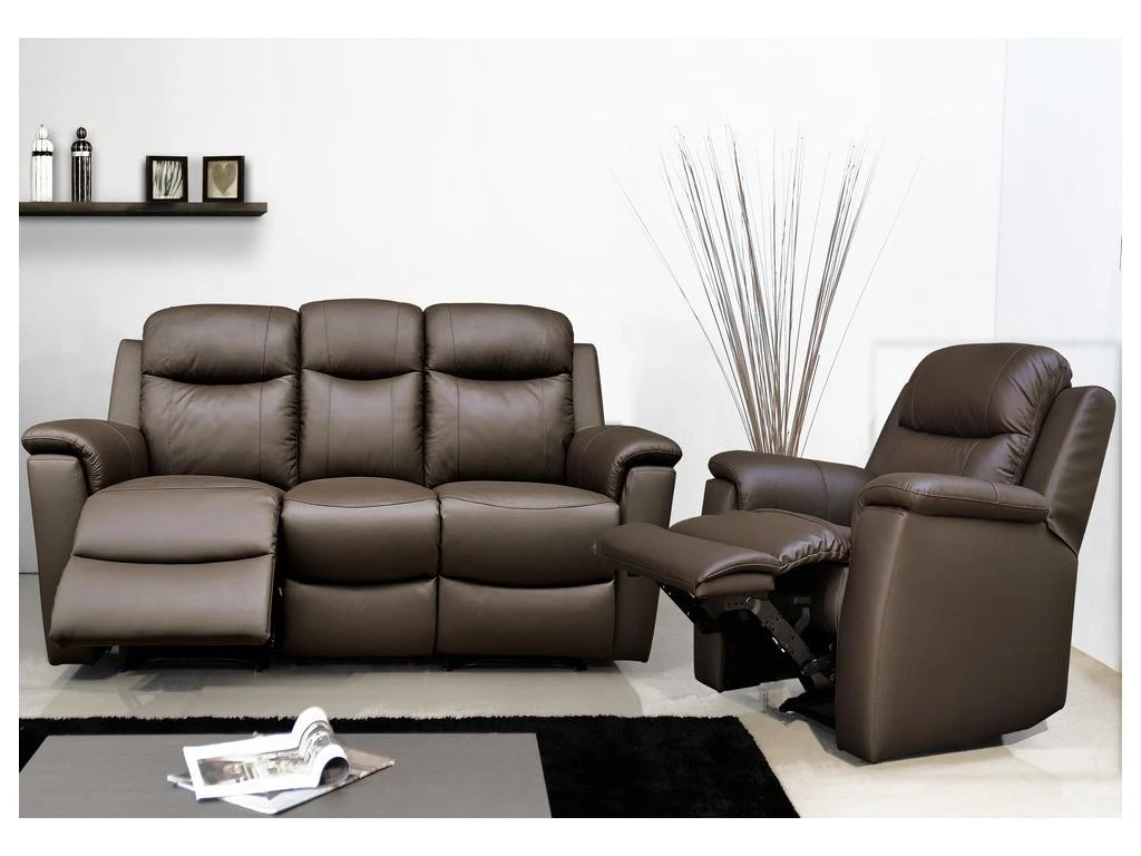 Canapé 2 Places Relax EVASION En Cuir - Gris Clair 15 Canapé 2 Places Relax EVASION En Cuir - Gris Clair – Image 14