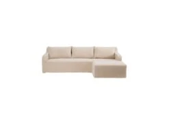 Canapé D'angle Droit Tissu Beige - LINOU