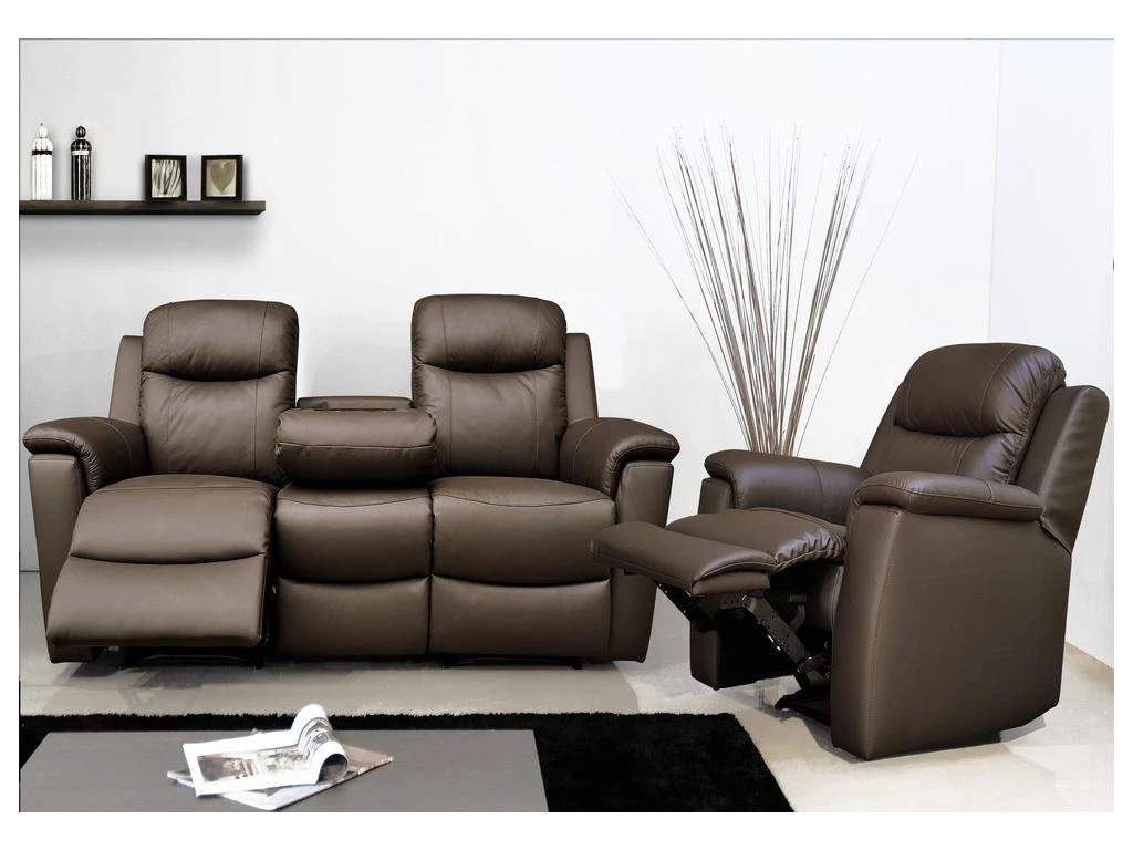 Canapé 2 Places Relax EVASION En Cuir - Gris Clair 13 Canapé 2 Places Relax EVASION En Cuir - Gris Clair – Image 12