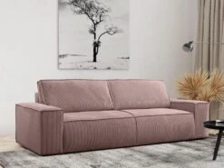 Canapé 4 Places Convertible En Velours Côtelé Rose AMELIA De Pascal Morabito