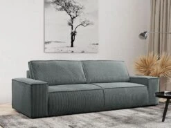 Canapé 4 Places Convertible En Velours Côtelé Gris AMELIA De Pascal Morabito