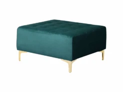 Canapé Panoramique Convertible En Velours Bleu Paon 6 Places Avec Pouf ABERDEEN -Meubles Soldes Boutique canape 17986023