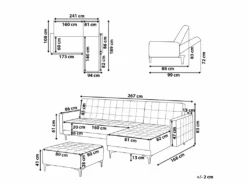 Canapé Angle Gauche Convertible En Velours Gris 4 Places Avec Pouf ABERDEEN -Meubles Soldes Boutique canape 18236951