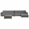 Canapé Angle à Gauche Modulable - Aberdeen - Convertible Avec Pouf Ottoman En Velours Gris Moderne -Meubles Soldes Boutique canape 18253753