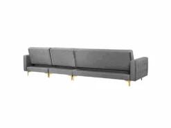 Canapé Angle à Gauche Modulable - Aberdeen - Convertible Avec Pouf Ottoman En Velours Gris Moderne -Meubles Soldes Boutique canape 18253763