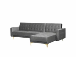 Canapé Angle à Gauche En Velours Gris Elégant 4 Places Dossier Réglable Aberdeen -Meubles Soldes Boutique canape 18253865