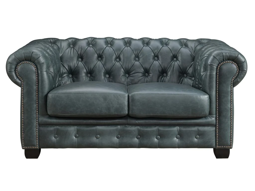Canapé Chesterfield 2 Places BRENTON 100% Cuir De Buffle Premium - Vert De Gris 3 Canapé Chesterfield 2 Places BRENTON 100% Cuir De Buffle Premium - Vert De Gris