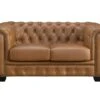 Canapé Chesterfield 2 Places BRENTON 100% Cuir De Buffle Premium - Caramel Vintage -Meubles Soldes Boutique canape 1829955