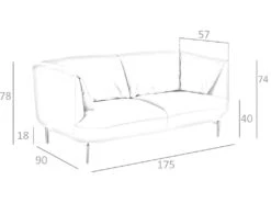 Canapé 2 Places En Cuir Et Acier 6036 ANGEL CERDA -Meubles Soldes Boutique canape 18425497