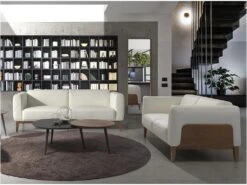 Canapé 2 Places Rembourré En Cuir Blanc 6118 ANGEL CERDA -Meubles Soldes Boutique canape 18426293