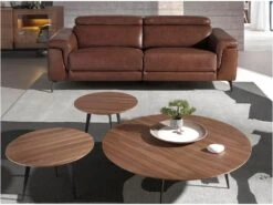 Canapé 3 Places En Cuir Marron 6117 ANGEL CERDA -Meubles Soldes Boutique canape 18427103