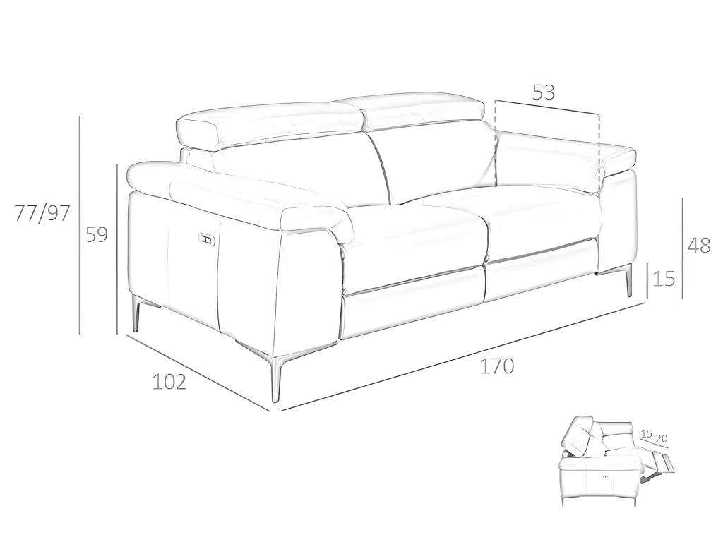 Canapé 2 Places En Cuir Avec Relax 6121 ANGEL CERDA 7 Canapé 2 Places En Cuir Avec Relax 6121 ANGEL CERDA – Image 5