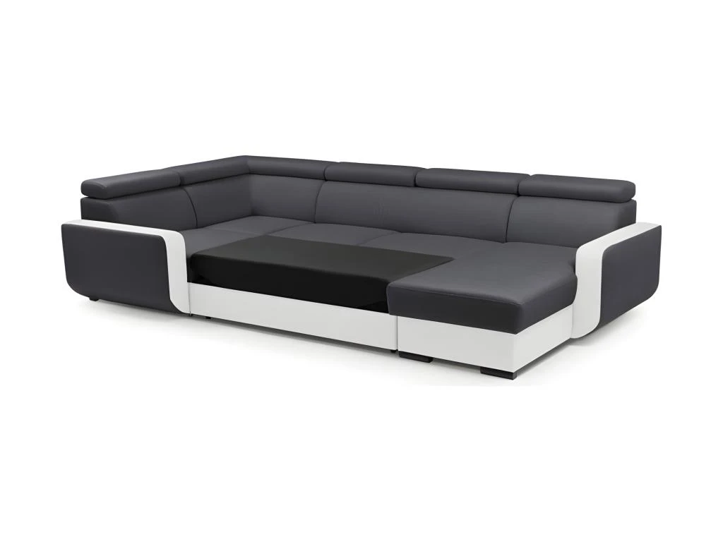 Canapé Panoramique Convertible EMPERO U Blanc Et Gris En Tissu Et Simili 5 Canapé Panoramique Convertible EMPERO U Blanc Et Gris En Tissu Et Simili – Image 3