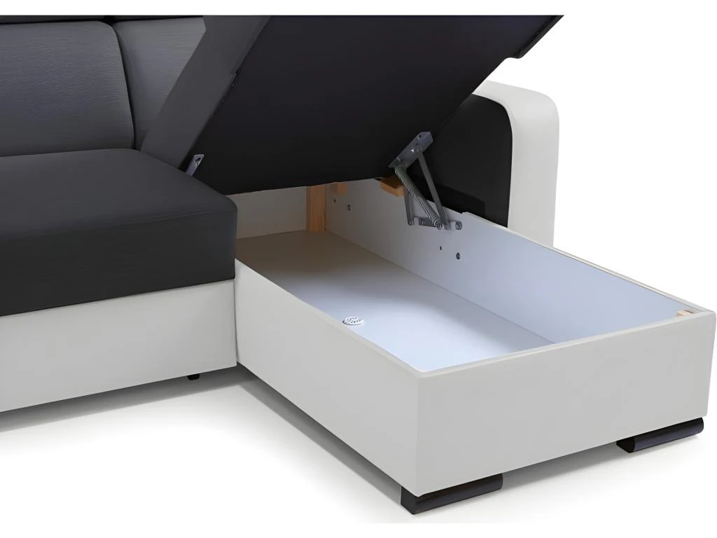 Canapé Panoramique Convertible EMPERO U Blanc Et Gris En Tissu Et Simili 6 Canapé Panoramique Convertible EMPERO U Blanc Et Gris En Tissu Et Simili – Image 4