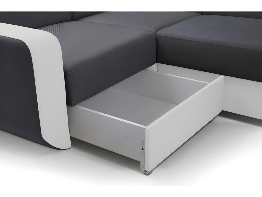 Canapé Panoramique Convertible EMPERO U Blanc Et Gris En Tissu Et Simili 7 Canapé Panoramique Convertible EMPERO U Blanc Et Gris En Tissu Et Simili – Image 5