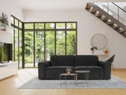 Canapé 3 Places En Tissu Anthracite MINATA