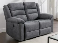 Canapé 2 Places Relax électrique En Tissu Gris BUROLO -Meubles Soldes Boutique canape 18877955