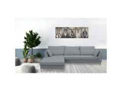 Canapé D'angle Gauche Tissu Chiné Gris Et Pieds Métal Chromé - SCAVO -Meubles Soldes Boutique canape 18880837