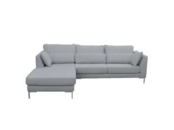 Canapé D'angle Gauche Tissu Chiné Gris Et Pieds Métal Chromé - SCAVO -Meubles Soldes Boutique canape 18880839