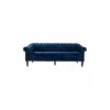 Canapé Fixe 3 Places Chesterfield - Velours Bleu Pétrole Et Pieds En Bois - L 203,5 X P 80,5 X H 80 Cm - LIAM -Meubles Soldes Boutique canape 19133283