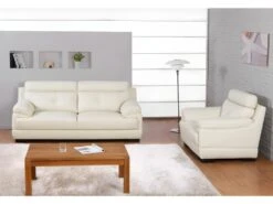 Fauteuil En Cuir De Buffle MANUELLA - Marron -Meubles Soldes Boutique canape 19145