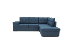 Canapé D'angle Convertible Réversible 4-5 Places MITCHELL - Tissu Bleu - Coffre De Rangement - L 245 X P 205 X H 93 Cm