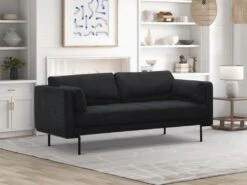 Canapé 3 Places En Tissu Anthracite Et Pieds En Métal ISABELLA