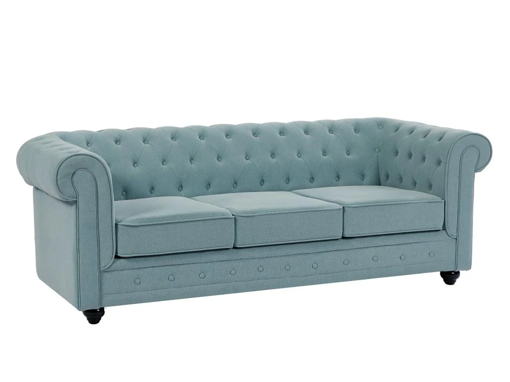 Canapé 3 Places En Tissu Bleu Clair CHESTERFIELD 4 Canapé 3 Places En Tissu Bleu Clair CHESTERFIELD – Image 2