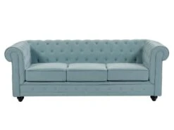 Canapé 3 Places En Tissu Bleu Clair CHESTERFIELD 11 Canapé 3 Places En Tissu Bleu Clair CHESTERFIELD -Meubles Soldes Boutique canape 19448665