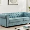 Canapé 3 Places En Tissu Bleu Clair CHESTERFIELD 2 Canapé 3 Places En Tissu Bleu Clair CHESTERFIELD -Meubles Soldes Boutique canape 19452293