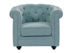 Canapé 3 Places Et Fauteuil En Tissu Bleu Clair CHESTERFIELD -Meubles Soldes Boutique canape 19452685