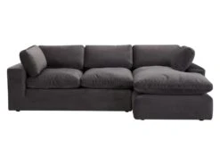 Canapé D'angle Droit En Velours Gris Anthracite AMAURY -Meubles Soldes Boutique canape 19467053