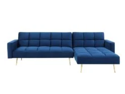Canapé D'angle Convertible Réversible Clic-clac En Velours Bleu Roi NIETO -Meubles Soldes Boutique canape 19578677