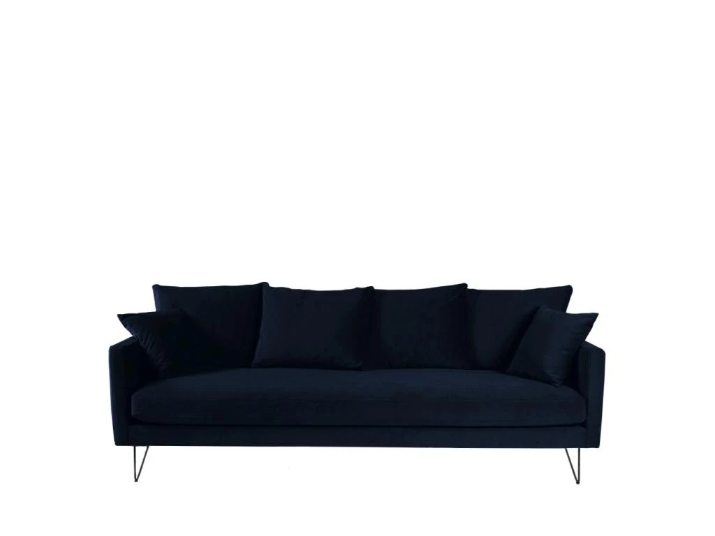 Villabon - Canapé Convertible 4 Places En Velours Pieds épingles Noirs - Couleur - Bleu Marine 3 Villabon - Canapé Convertible 4 Places En Velours Pieds épingles Noirs - Couleur - Bleu Marine