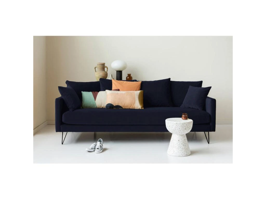 Villabon - Canapé Convertible 4 Places En Velours Pieds épingles Noirs - Couleur - Bleu Marine 9 Villabon - Canapé Convertible 4 Places En Velours Pieds épingles Noirs - Couleur - Bleu Marine – Image 7