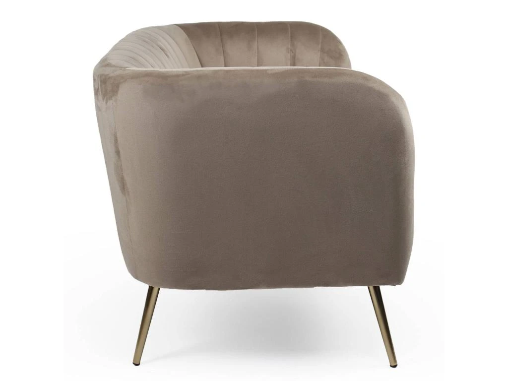 Canapé 2 Places Moderne Bombaro Pieds Métal Doré Et Velours Taupe 5 Canapé 2 Places Moderne Bombaro Pieds Métal Doré Et Velours Taupe – Image 3