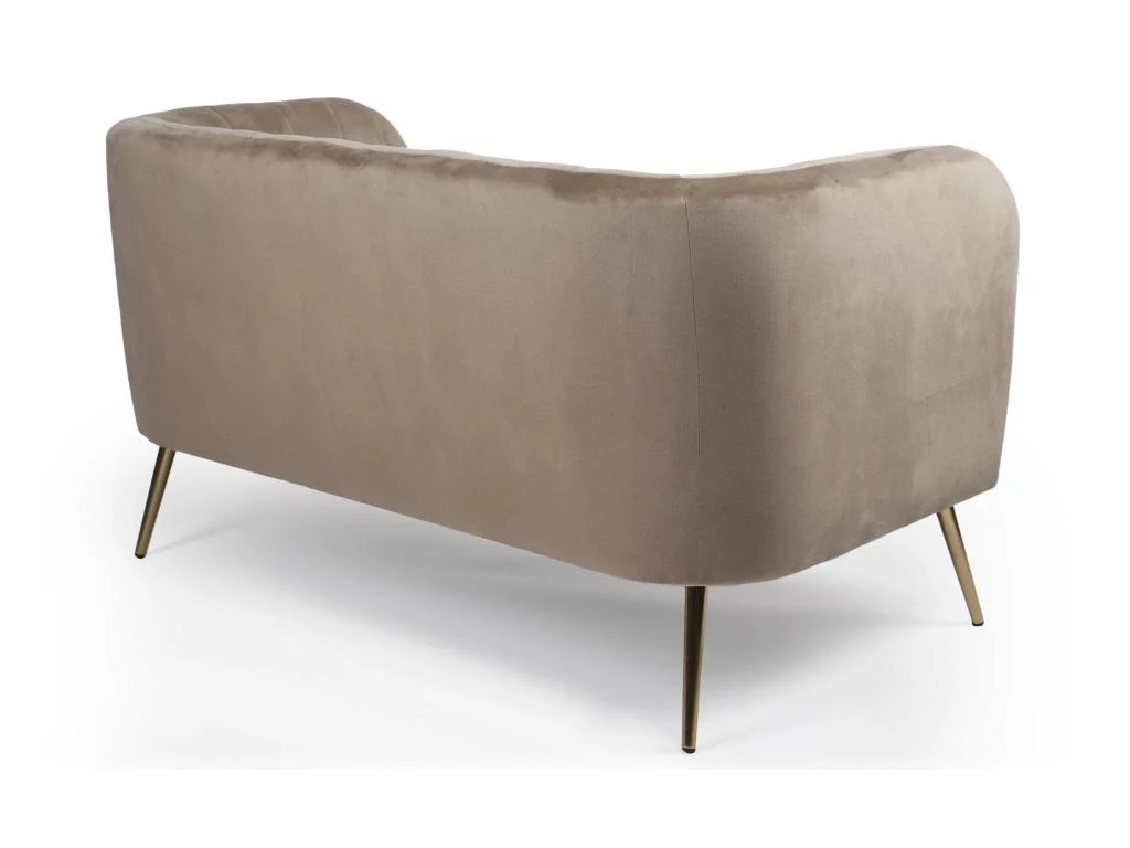 Canapé 2 Places Moderne Bombaro Pieds Métal Doré Et Velours Taupe 6 Canapé 2 Places Moderne Bombaro Pieds Métal Doré Et Velours Taupe – Image 4