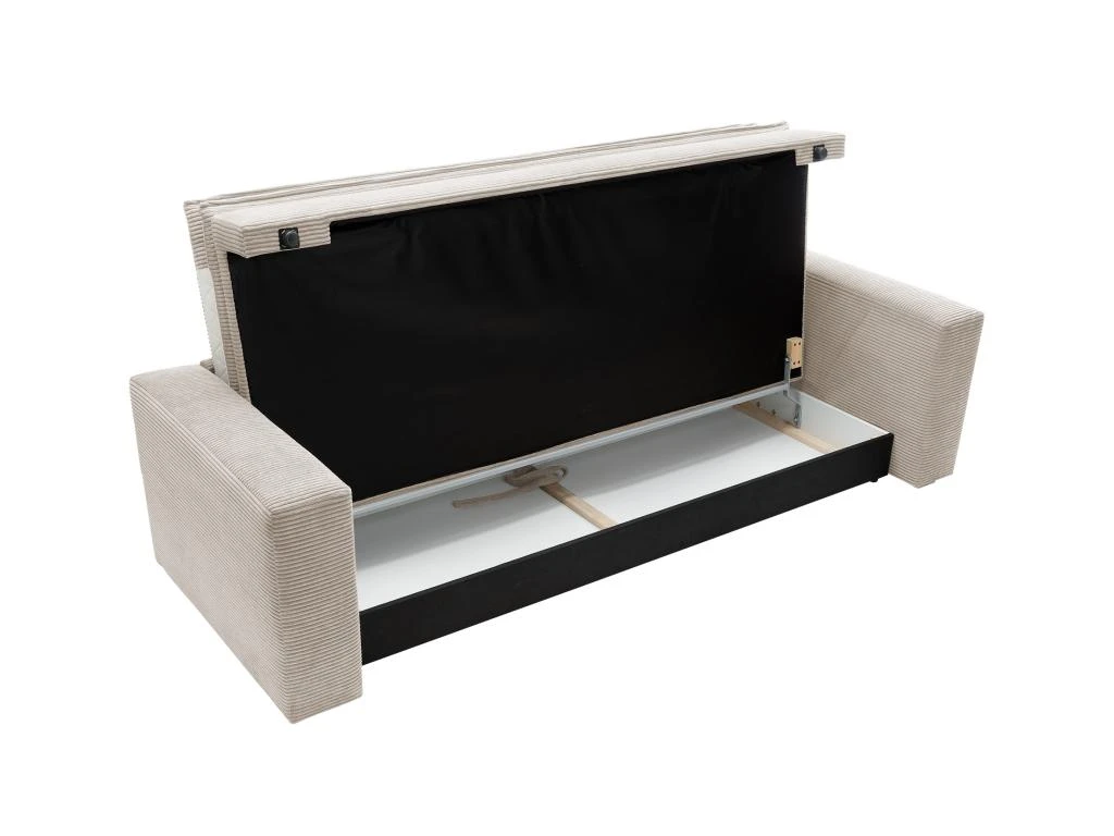 Canapé 3 Places Convertible En Velours Côtelé Crème TILIA 7 Canapé 3 Places Convertible En Velours Côtelé Crème TILIA – Image 5