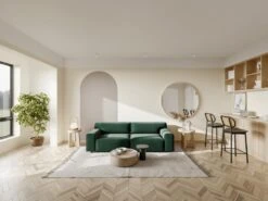 Canapé 3 Places En Velours Vert OTRANO