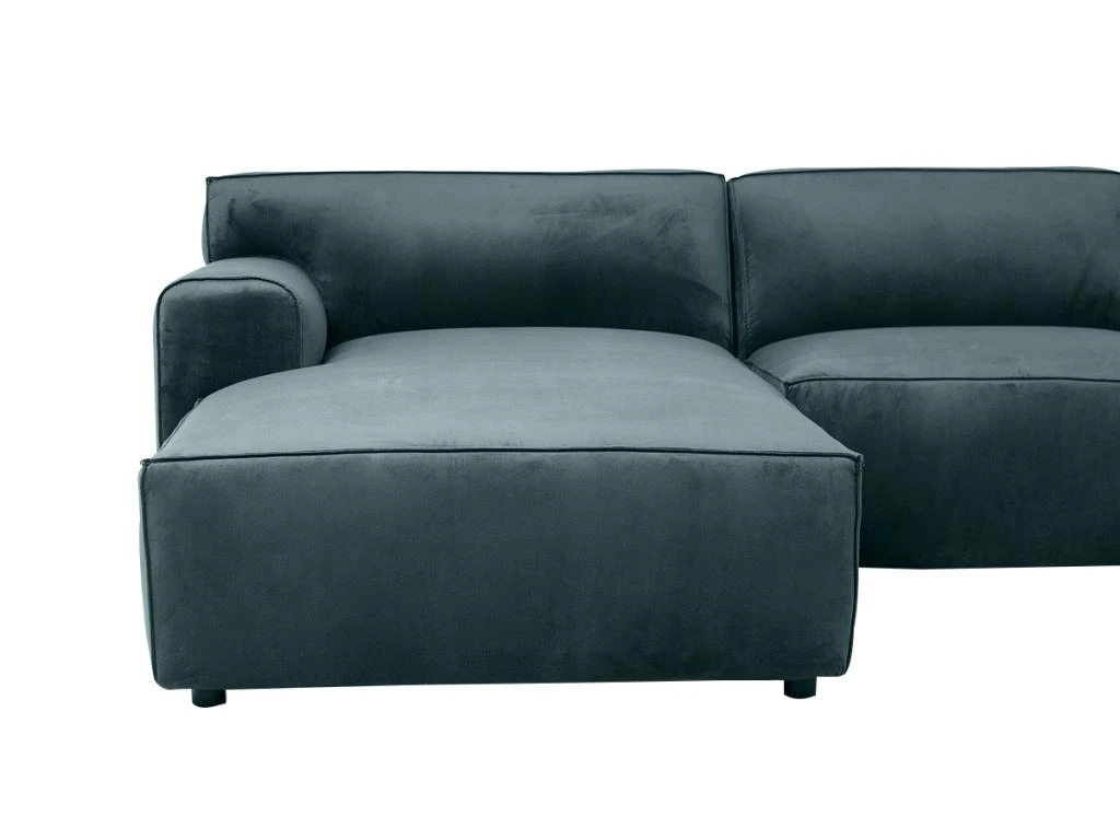 Canapé D'angle Gauche En Velours Bleu OTRANO 6 Canapé D'angle Gauche En Velours Bleu OTRANO – Image 4