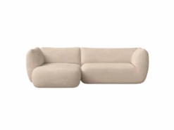 Canapé D'angle Gauche 2 Places En Tissu Brun Clair